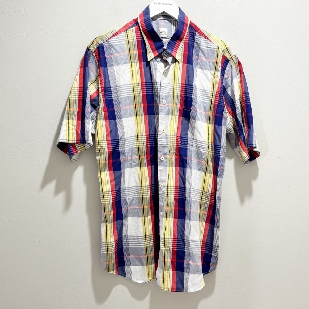 PETER MILLAR Men’s Multicolor Plaid WEEKENDER FINISH Short Sleeve Shirt Size L